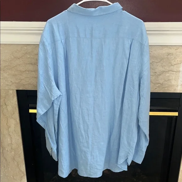 Nautica Linen Blend Light Blue Button-Down Shirt Women’s - Picture 4 of 8